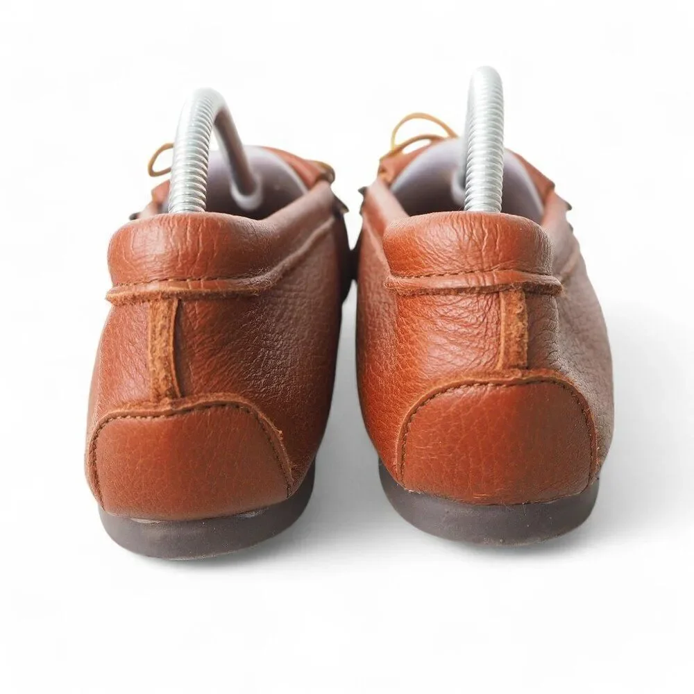 Minnetonka Deerskin Kilty Moc Toe Slip-on Loafers Carmel Brown 232116 Women's 10